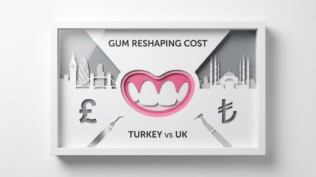 Gum reshaping cosmetic procedure comparing costs between Turkey and UK clinics