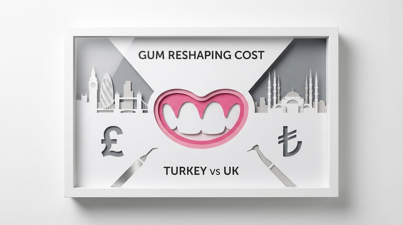 Gum reshaping cosmetic procedure comparing costs between Turkey and UK clinics